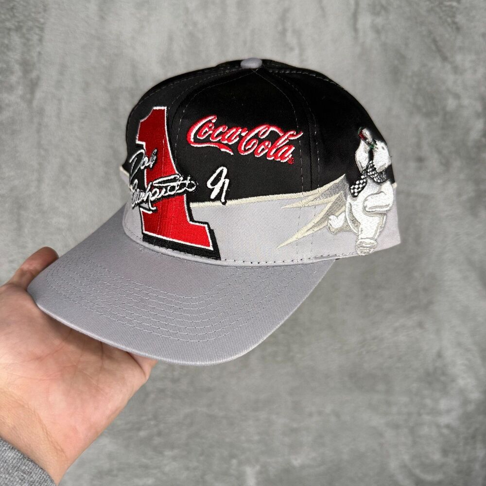Vtg 90s Nascar Hat Snapback Dale Earnhardt JR Coca Cola Bear Embroidered Chase